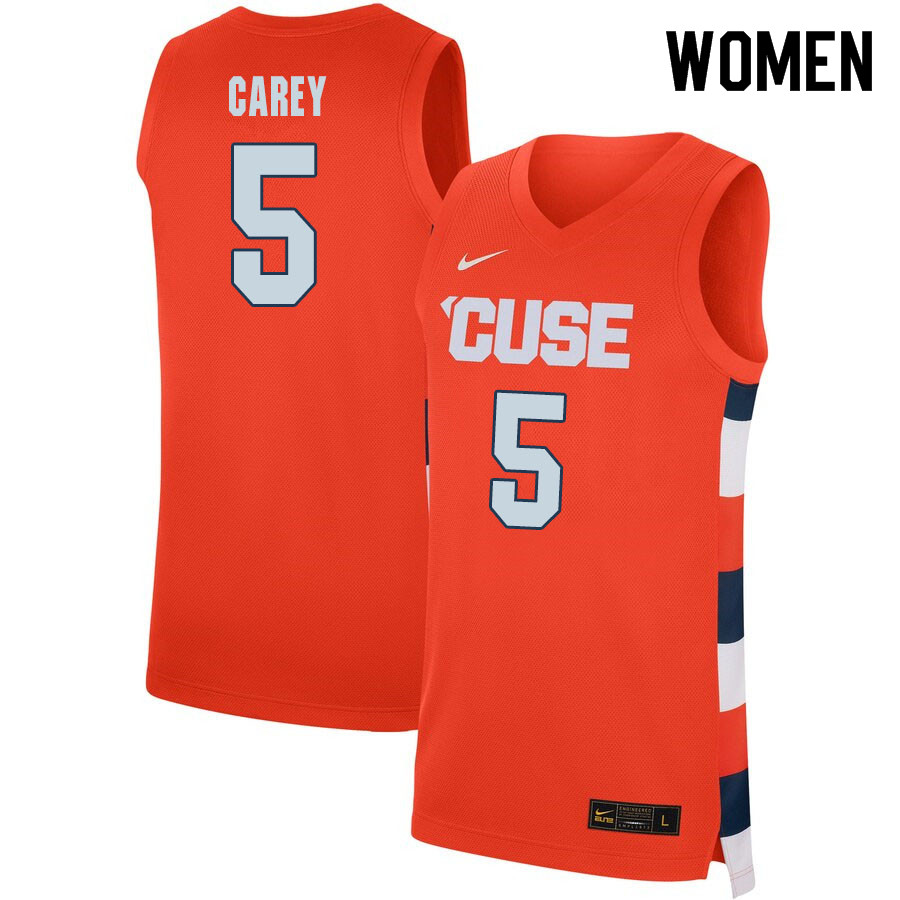 2020 Women #5 Jalen Carey Syracuse Orange College Basketball Jerseys Sale-Orange